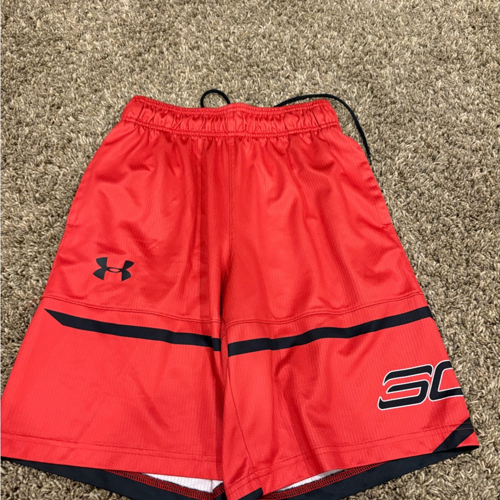 Steph curry Under Armour Red Athletic Performance Shorts